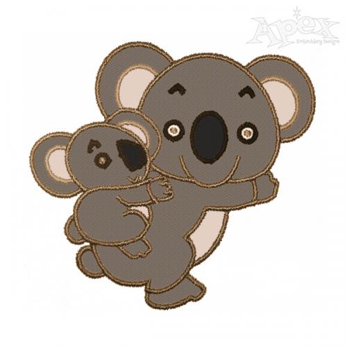 Mother and Baby Koala Applique Embroidery Design