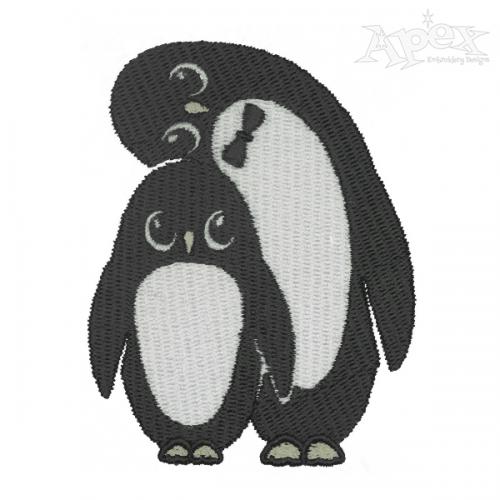 Mother & Baby Penguin Embroidery Design