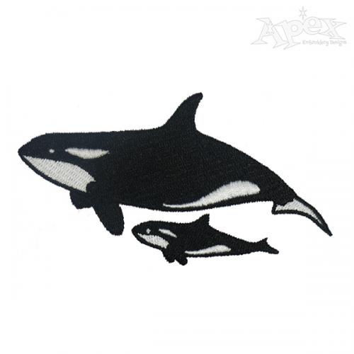 Mother and Calf Whale Embroidery Design