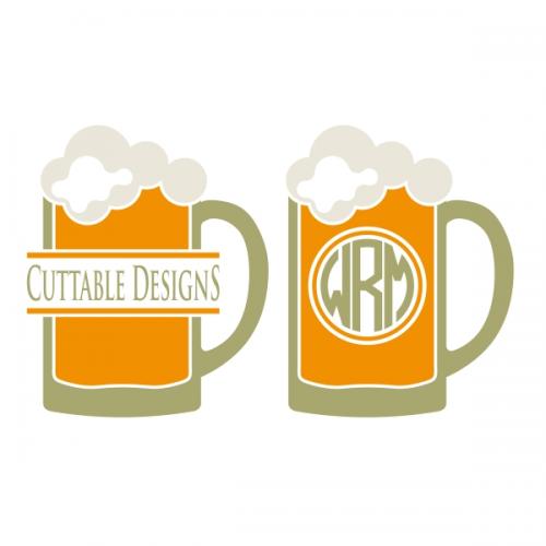 Beer Mugs SVG Monogram and Split Frame