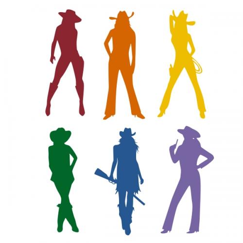 Cowgirls Silhouette Pack SVG Cuttable Design