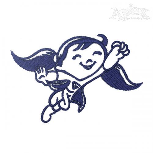Powerful Super Girl Embroidery Design
