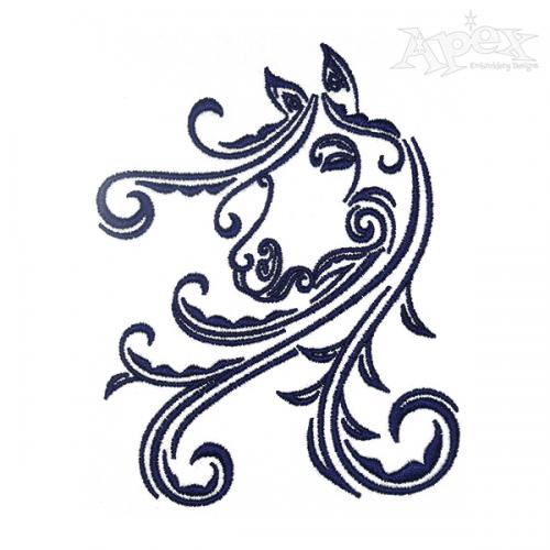 Horse Line Art Embroidery Design