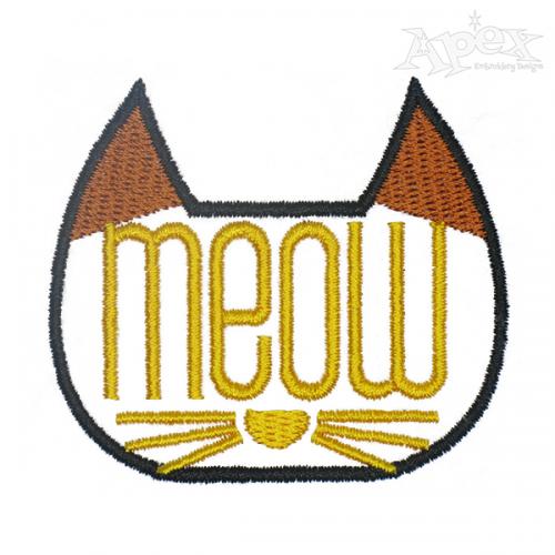 Meow Cat Embroidery Design