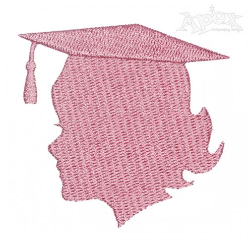 Graduation Girl Silhouette Embroidery Design