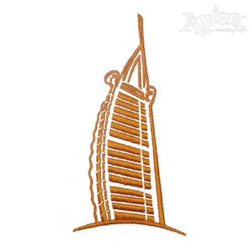 United Arab Emirates Burj Al Arab Skyscraper Embroidery Design