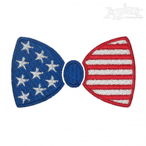 US Flag Bow Tie Embroidery Design