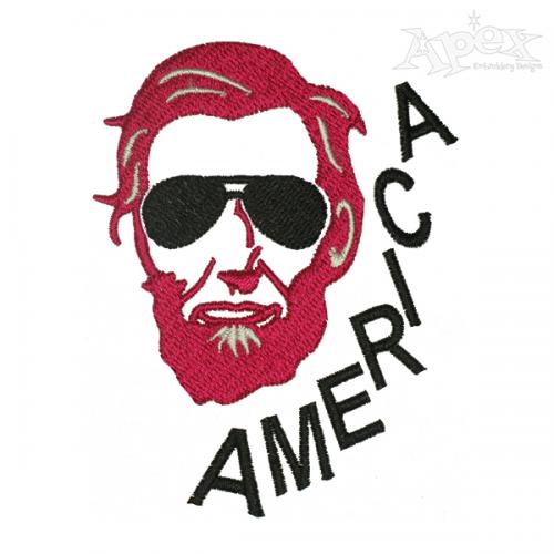 Abe Lincoln Sunglasses Embroidery Design