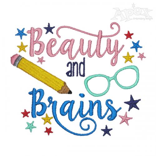 Beauty and Brain Embroidery Design