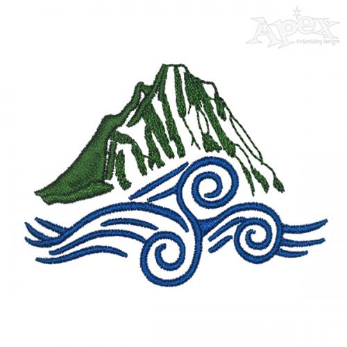 Mountain River Embroidery Design