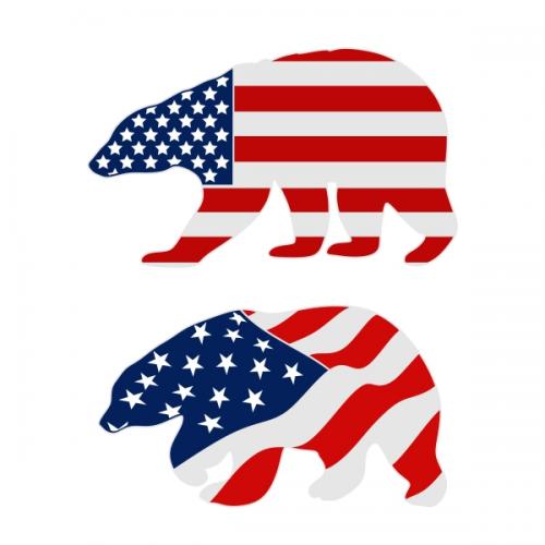 American USA Flag Polar Bear SVG Cuttable Design