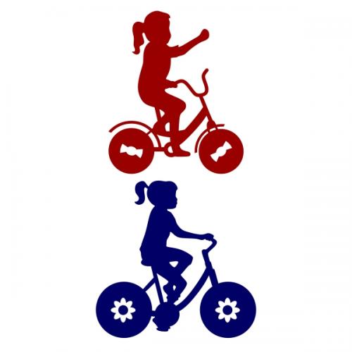 Girl Riding Bike SVG Cuttable Design
