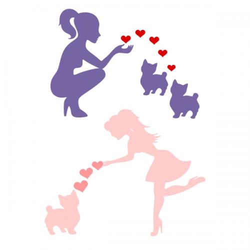 Girl Heart Cat Kittens SVG Cuttable Design