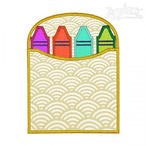 Crayon Box Applique Embroidery Design
