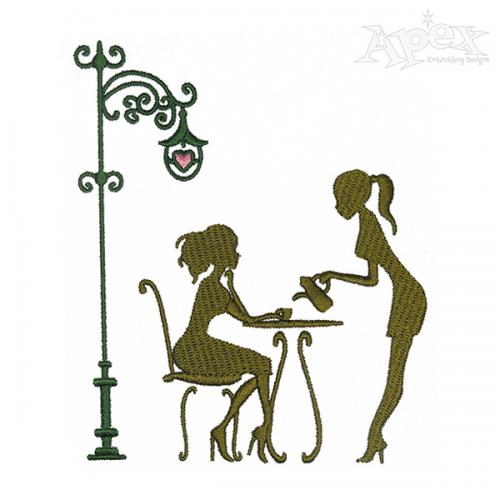 Street Coffee Shop Embroidery Design