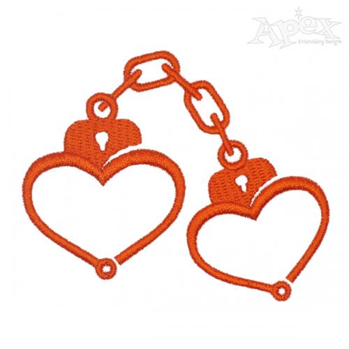 Love Handcuffs Heart Shaped Machine Embroidery Design Apex