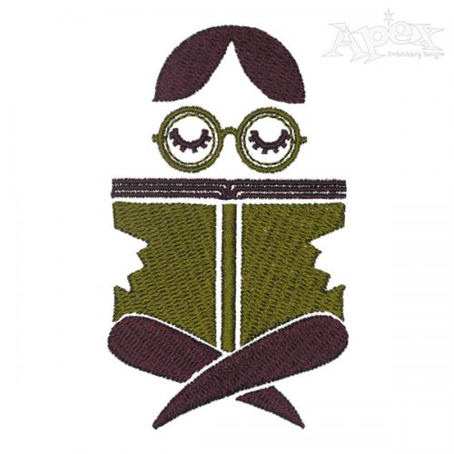 Reading Book Embroidery Design