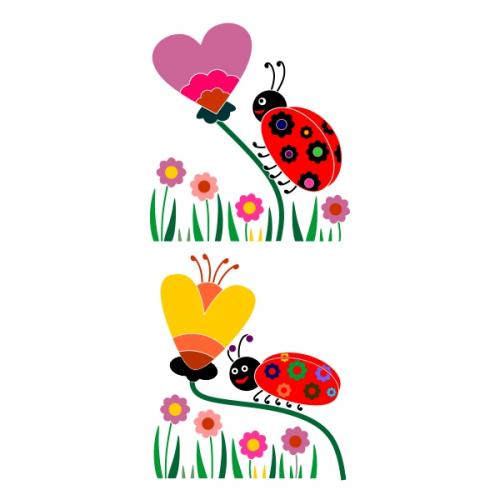 Flower Lady Bug SVG Cuttable Design
