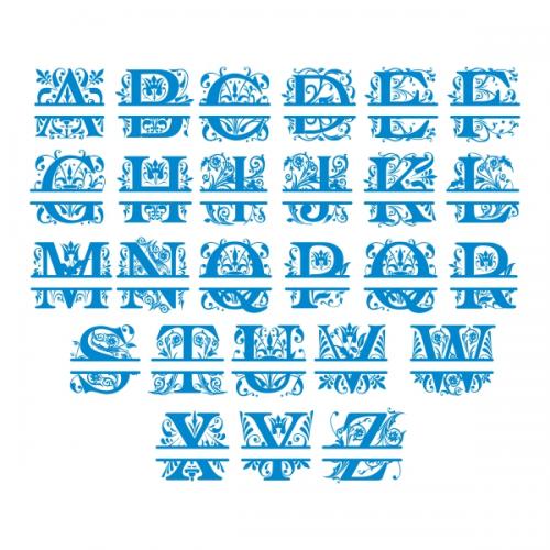 Florian Regal Monogram & Split SVG Cuttable Font