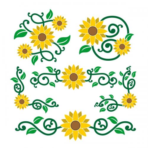 Sunflower Border Decor SVG Cuttable Design