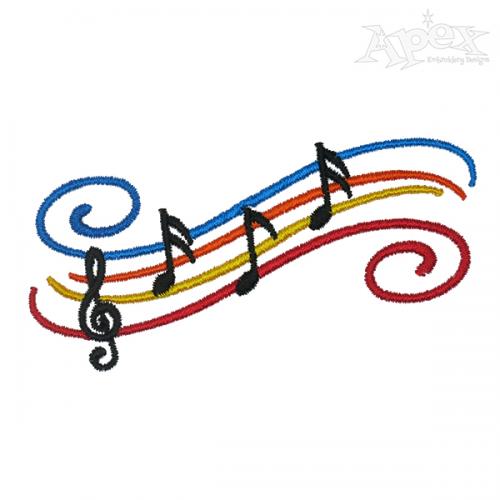 Music Melody Embroidery Design