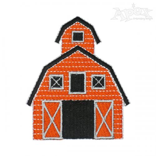Barn House Embroidery Design