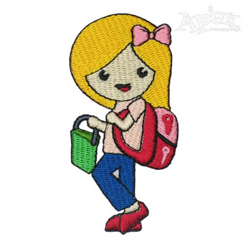 Shopping Girl Embroidery Design