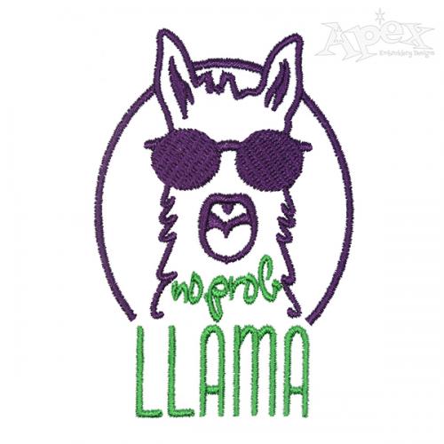 No Prob Llama Embroidery Design