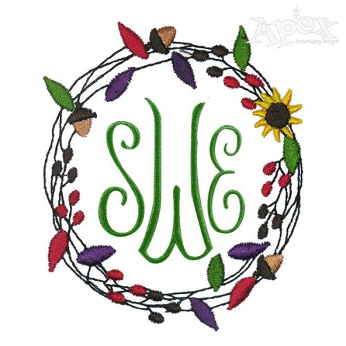 Autumn Wreath Embroidery Design and Frame