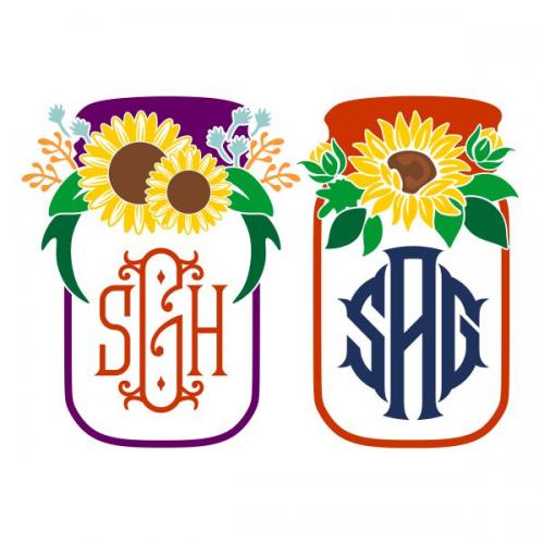 Sunflowers Mason Jar SVG Cuttable Design