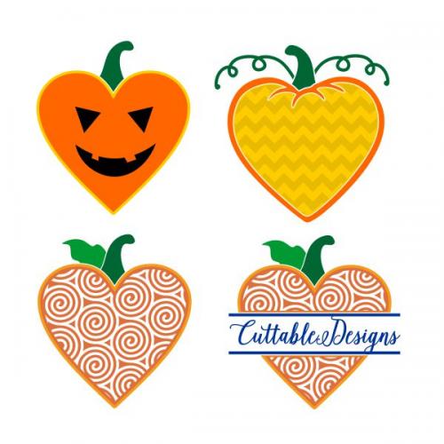 Pattern Pumpkin Heart SVG Cuttable Design and Frame