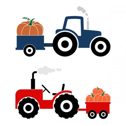 Pumpkin Wagon Tractor SVG Cuttable Design