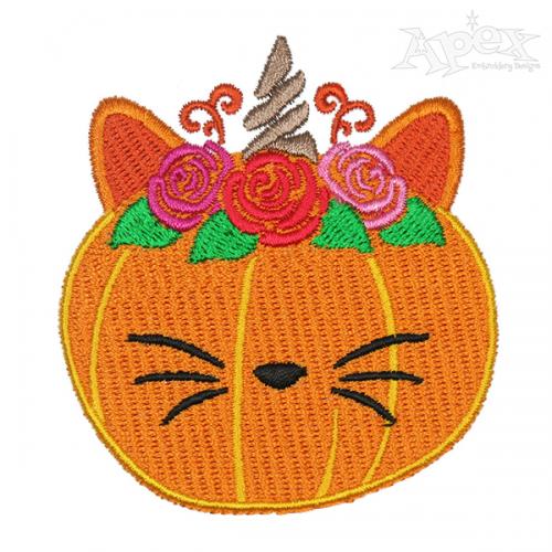 Pumpkin Unicorn Embroidery Design