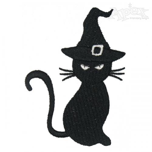 Halloween Cat Witch Embroidery Design