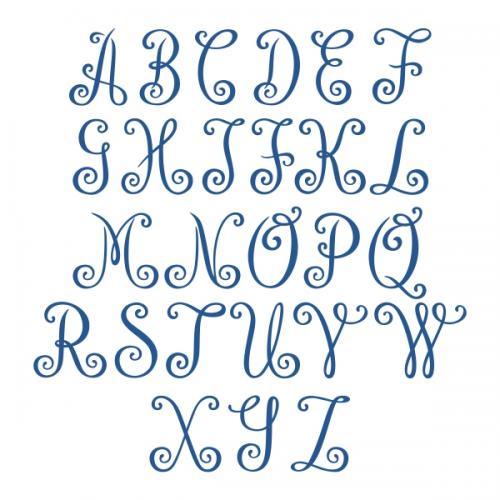 Ava Curlz Monogram SVG Cuttable Font