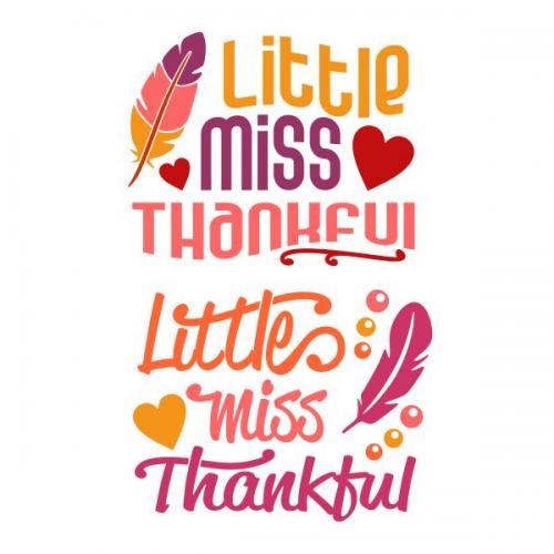 Thanksgiving Feather Little Miss Thankful SVG Cuttable Design