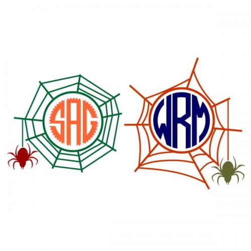 Spider Web Monogram SVG Cuttable Frame