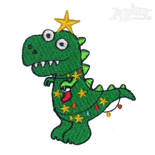 Christmas Tree Rex Embroidery Design