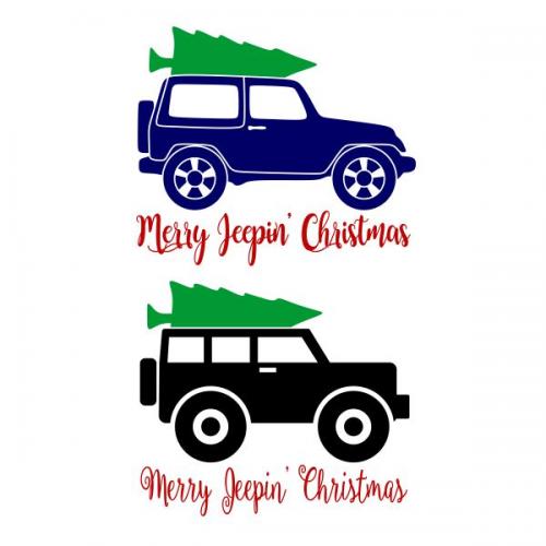 Merry Jeepin' Christmas Jeep SVG Cuttable Design