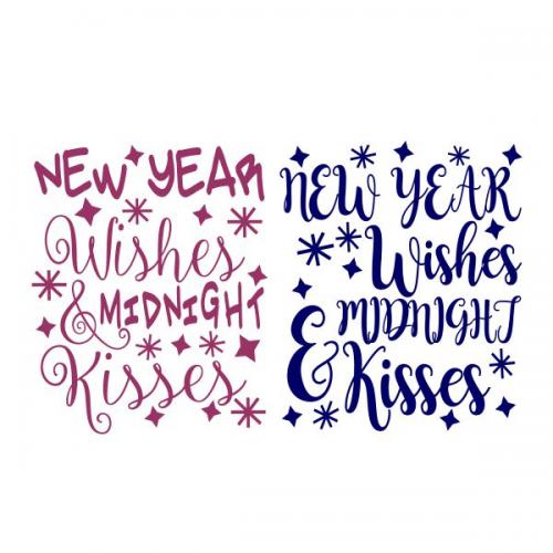 New Year Wishes and Midnight Kisses SVG Cuttable Design