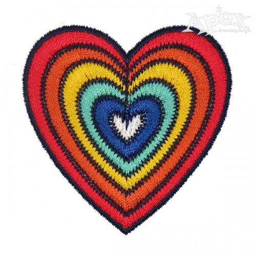 Rainbow Heart Embroidery Design