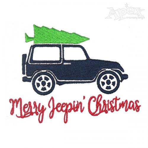 Merry Jeepin' Christmas Embroidery Design