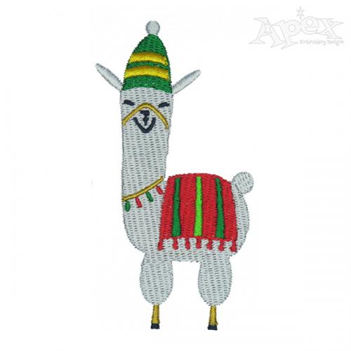 Holiday Llama Embroidery Design