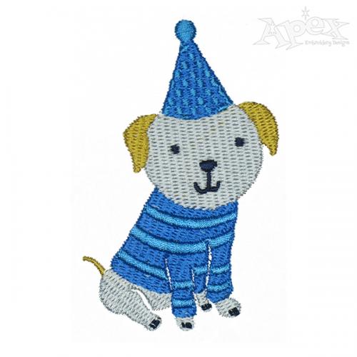 Party Dog Embroidery Design