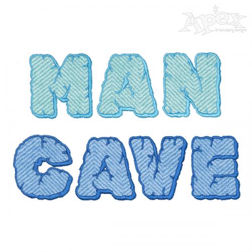 Man Cave Applique Embroidery Font