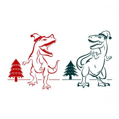 Christmas Dino Dinosaur SVG Cuttable Design