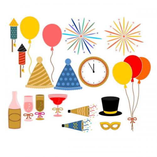 New Year Party Photoprops SVG Cuttable Design