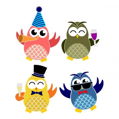 New Year Party Owl SVG Cuttable Design