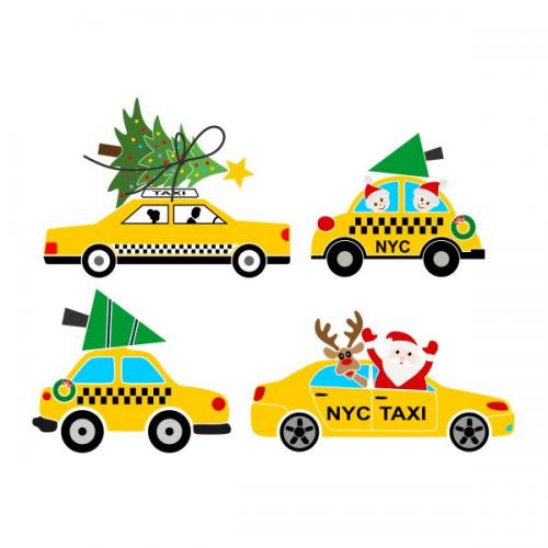 Christmas Taxi Cab SVG Cuttable Design