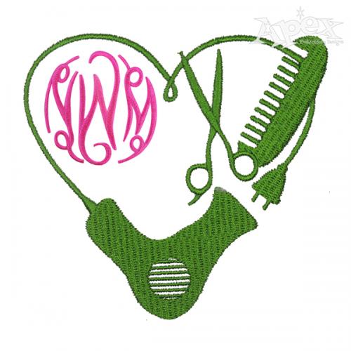 Hairdresser Heart Monogram Embroidery Frame